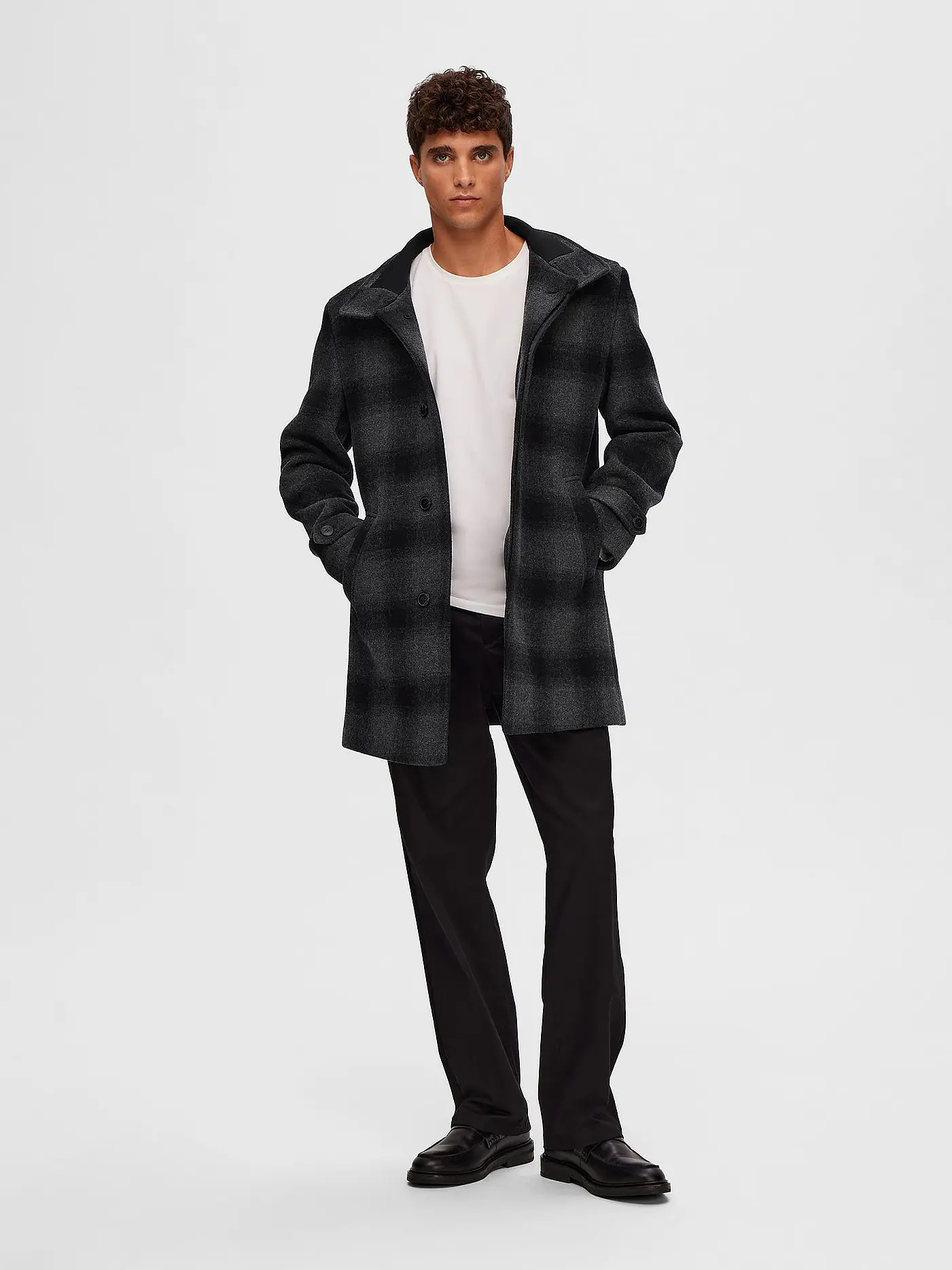 SELECTED | Wollmantel SLH REUBEN | grau